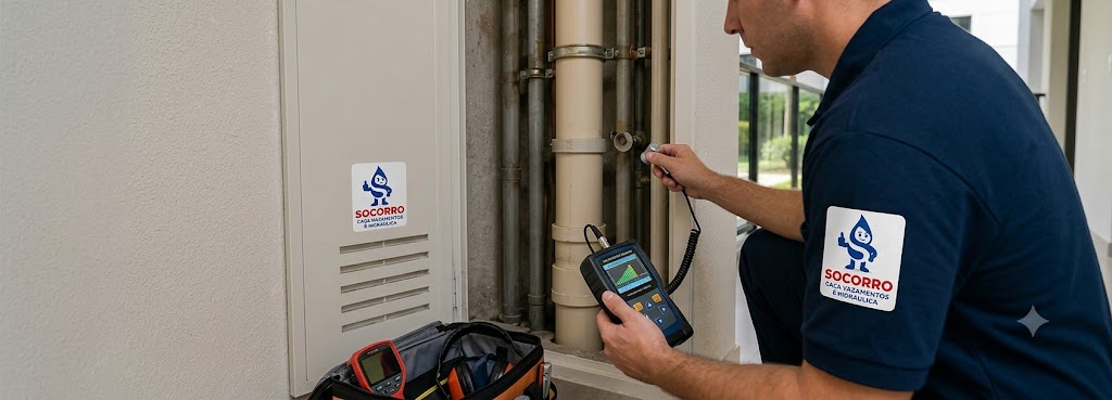 Profissional realizando Caça Vazamento de Água (Detecção Eletrônica) em Blumenau