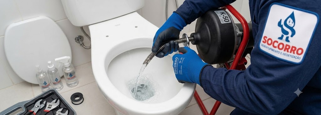 Profissional realizando Desentupidora de Vasos Sanitários em Blumenau